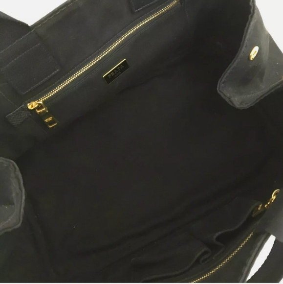 PRADA BLACK/BROWN CANAPA HAND TOTE BAG/2921 - Picture 7 of 13